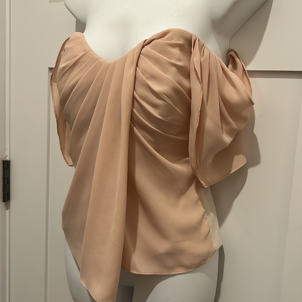 Extremely Rare Draped Off Shoulder Corset Style Blush Color Top